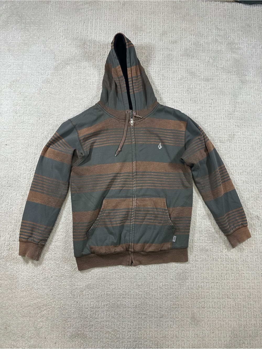 Volcom Black Sherpa-Lined Zip Hoodie with Logo Patch